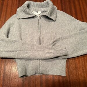 ALO Yoga Athletic Heather Gray Scholar Knit Sweater